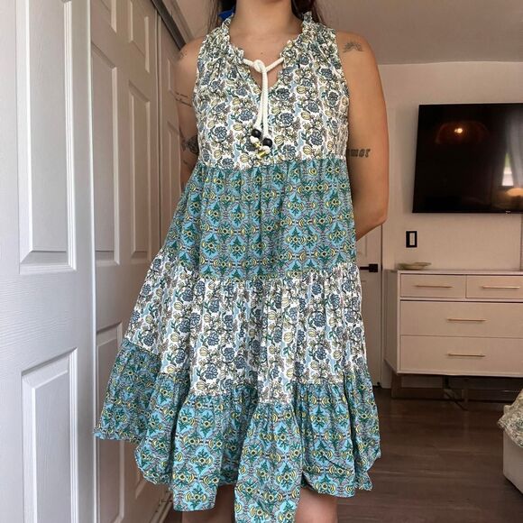 Chelsea & Theodore Sleeveless Tiered Floral Dress 100% Cotton XS - Picture 1 of 8